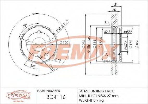 FREMAX BD4116 гальмівний диск