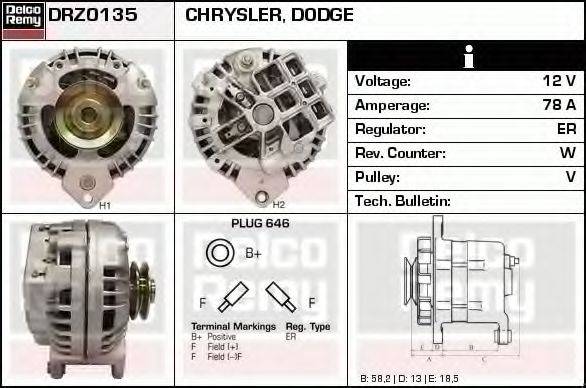 CHRYSLER 5206971 Генератор
