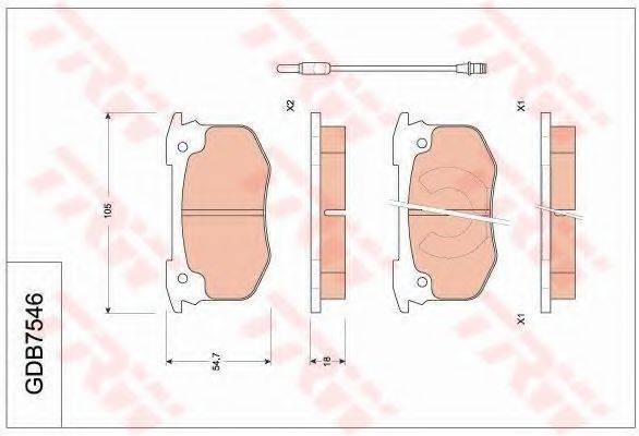 TRW GDB7546 Комплект гальмівних колодок, дискове гальмо