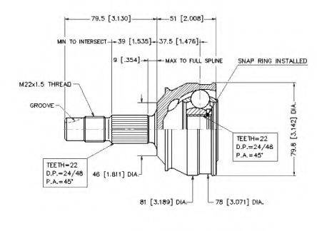 VEMA 18583 Шарнірний комплект, приводний вал